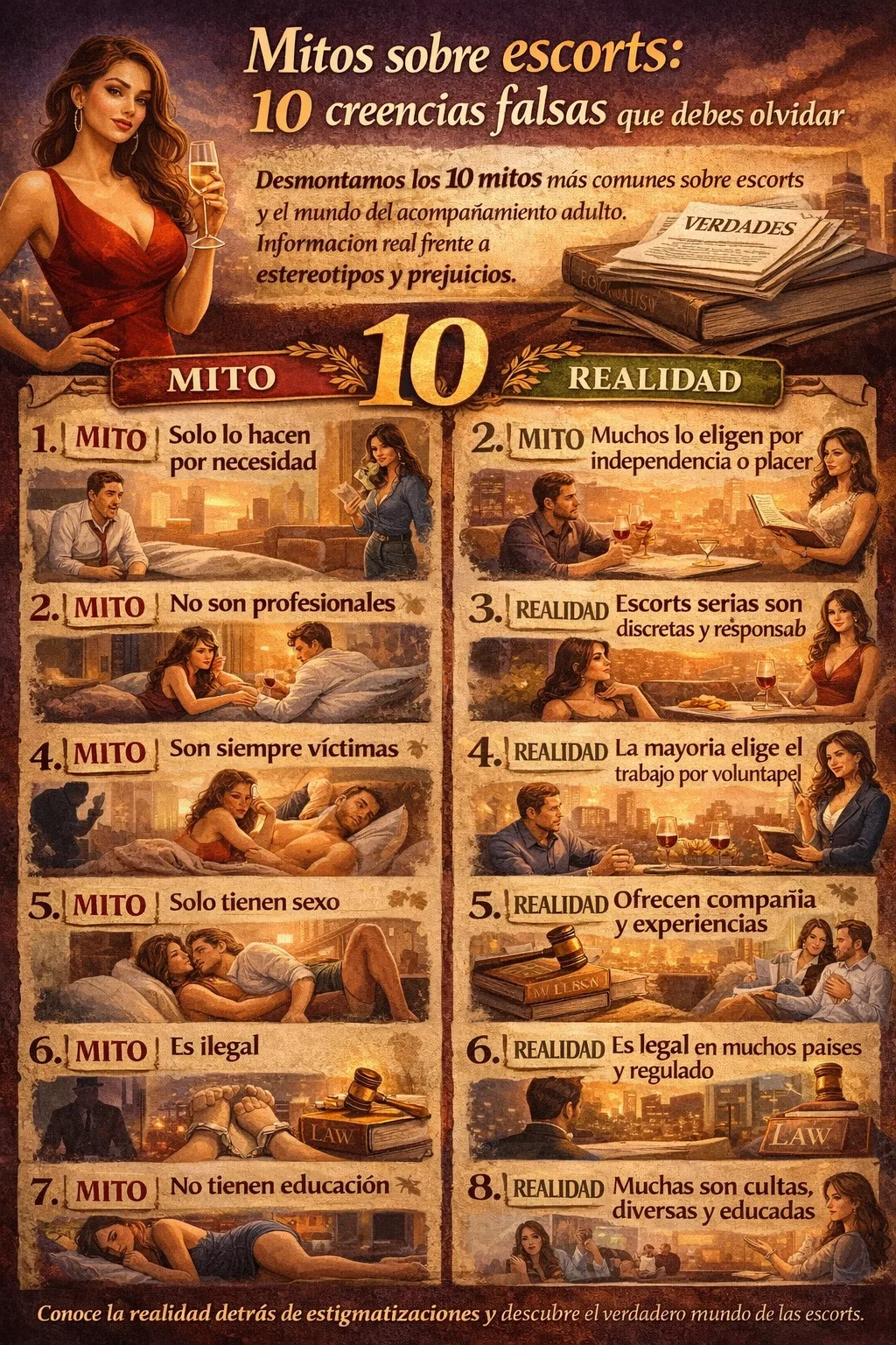 Mitos sobre escorts: 10 creencias falsas que debes olvidar