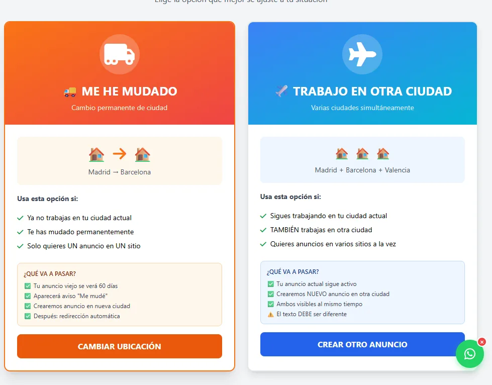 cambio de ciudad